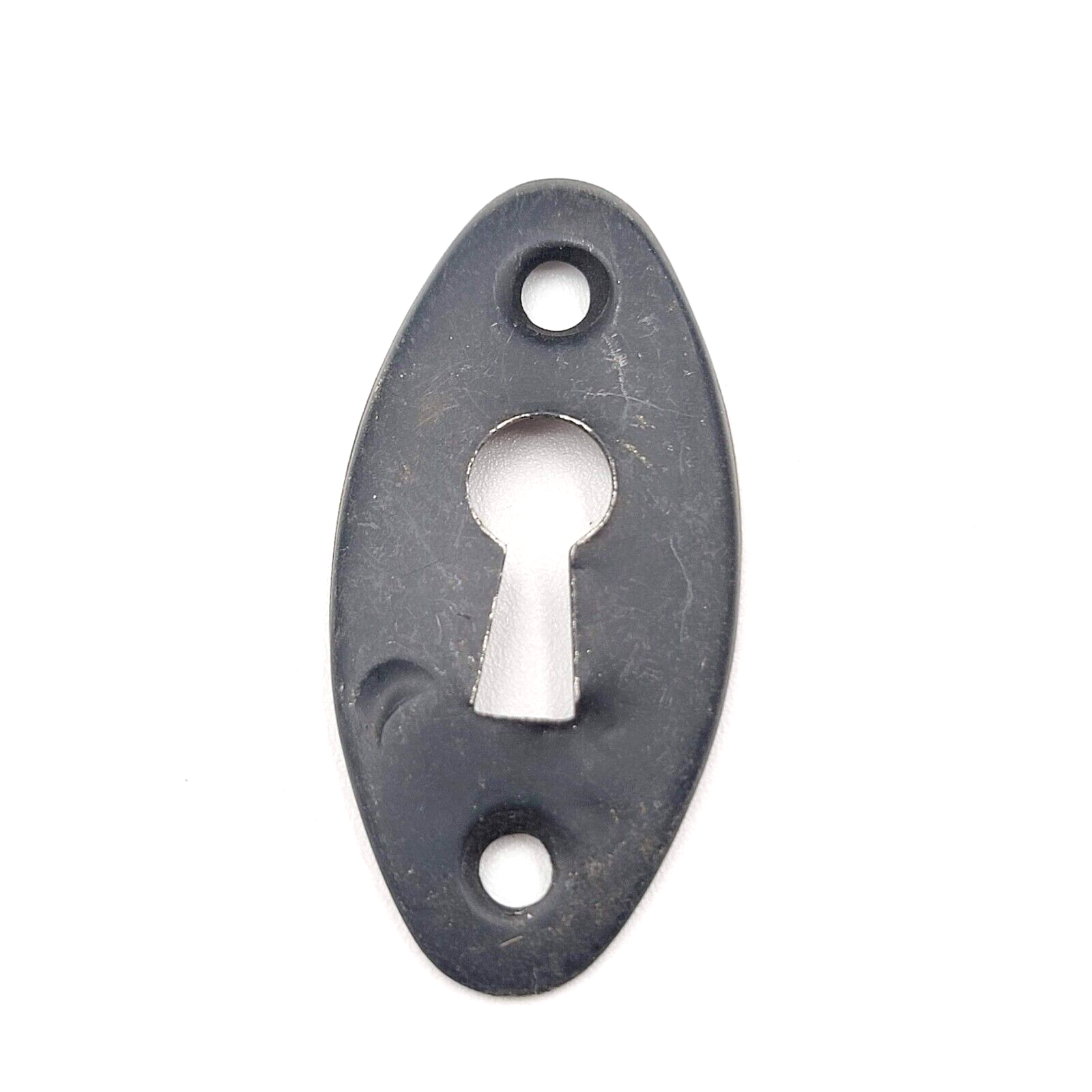 Vintage Oval Black Steel Skeleton Key hole Escutcheon Salvage 2"x 1"