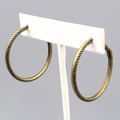 Embossed Thin Hoops Pierced Earrings Bronze tone 1.25 in