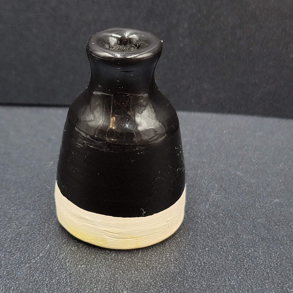 Vintage Miniature Pottery Vase Black Glaze 1.75"