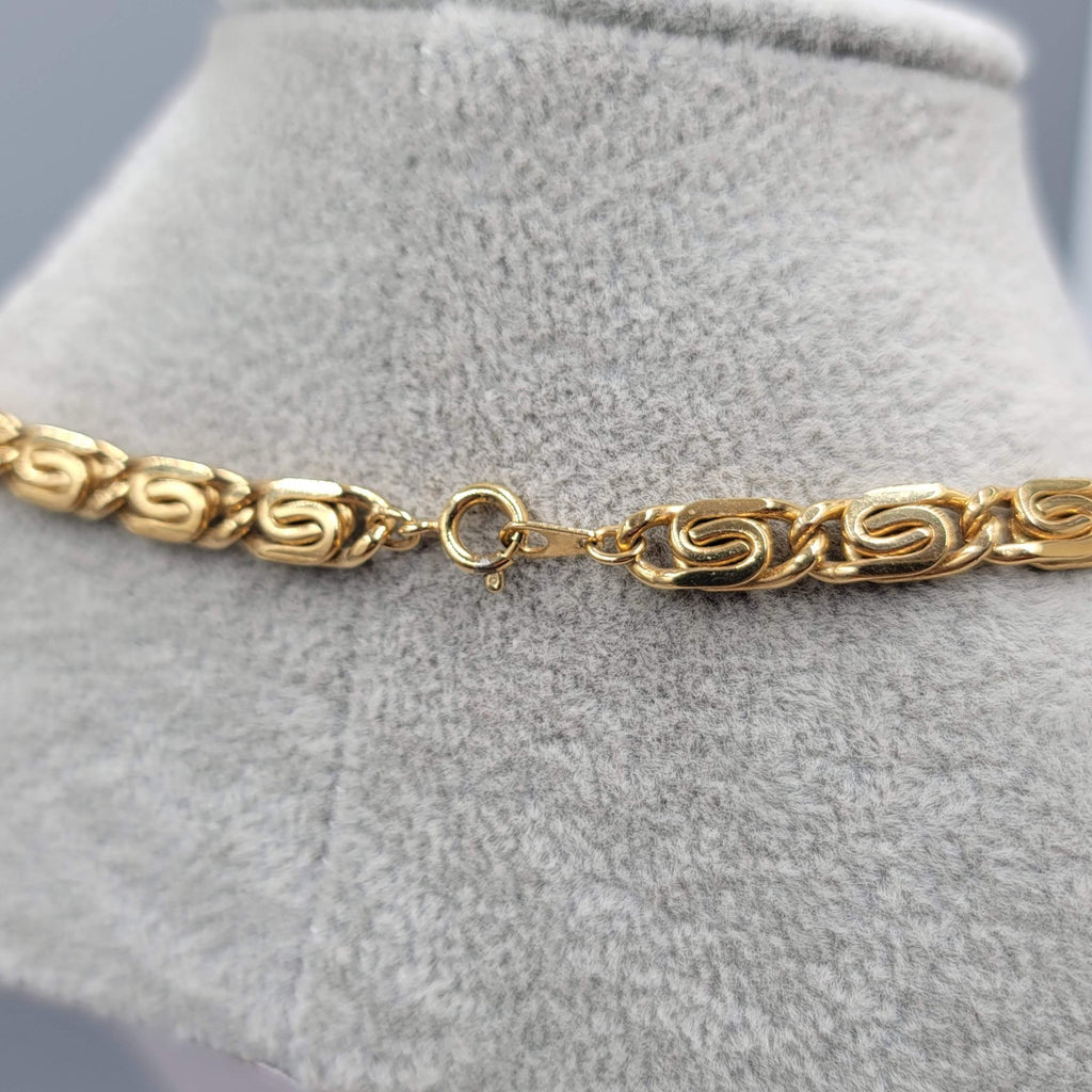 Vintage Scroll Chain Necklace Gold Plated 1/4 " wide 18" Long