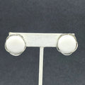 Vintage LISNER Clip on Earrings Silver tone White Disc Screw back 7/8"