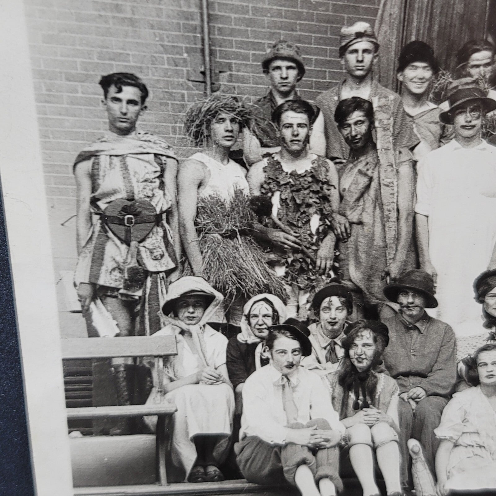 Rare Antique University Freshman Initiation Costume Black White Photo 10"x6.5"