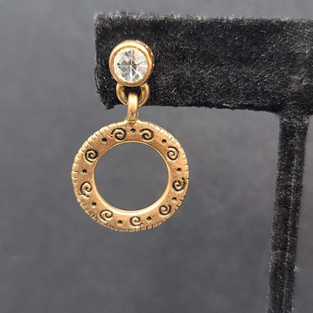 Pierced Earrings TAKE CHANCES FIND A PASSION Gold tone Dangle Hidden  1 1/8"