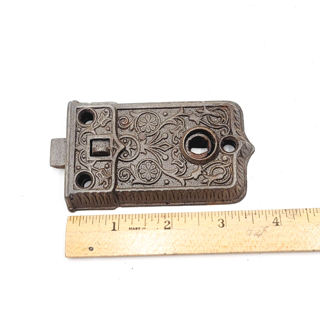 Antique Ornate Surface Mount Mortise Lock No Keeper No Key 1108B