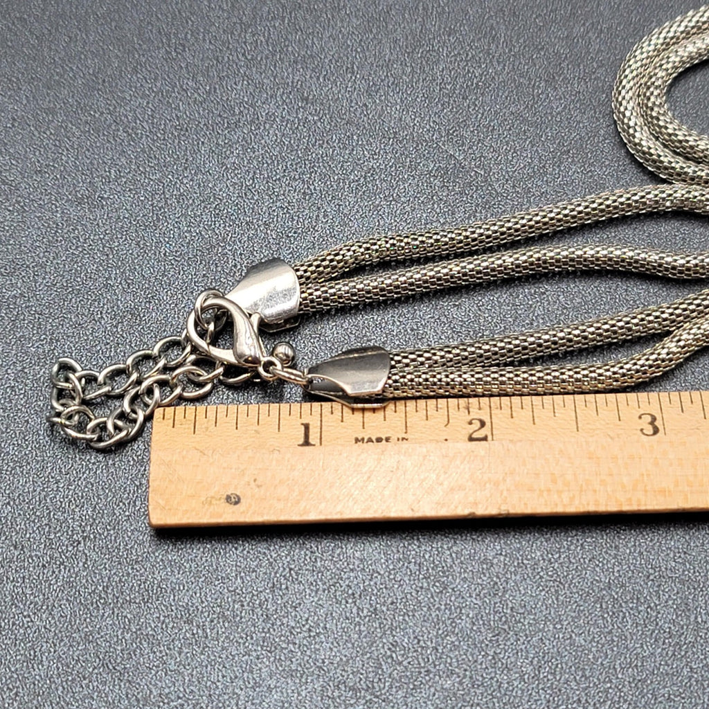 Vintage Snake Chain Knot Necklace Silver tone Large Statement 24"-27"