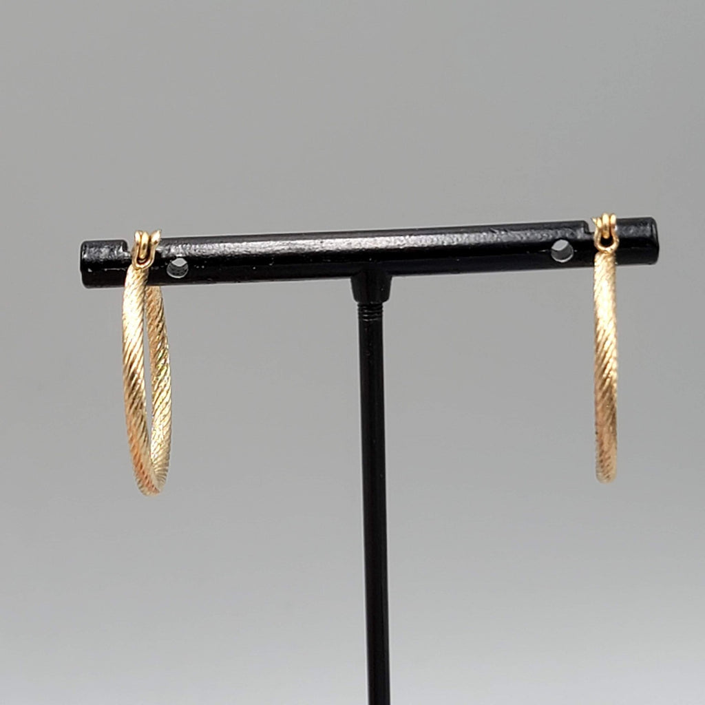 Twist Texture Hoops Pierced Earrings Gold tone Drop 1 in
