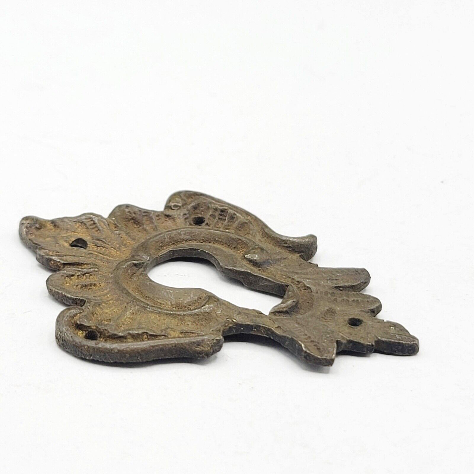 Vintage Ornate Brass Skeleton Keyhole Escutcheon 2 5/8" x 1 7/8" SINGLE ONLY