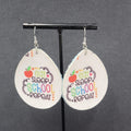 Pierced Earrings EAT SLEEP SCHOOL REPEAT Dangle Teardrop 2.25"