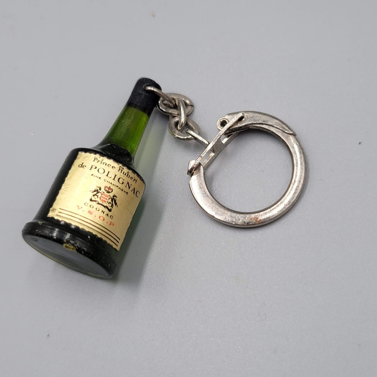Vintage Keychain Miniature Polignac Cognac Liquor Bottle 1.5"