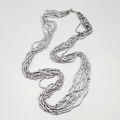 Multi Strand Bead Necklace Gray Silver Black Seed Bead 8 Strand LONG 36"