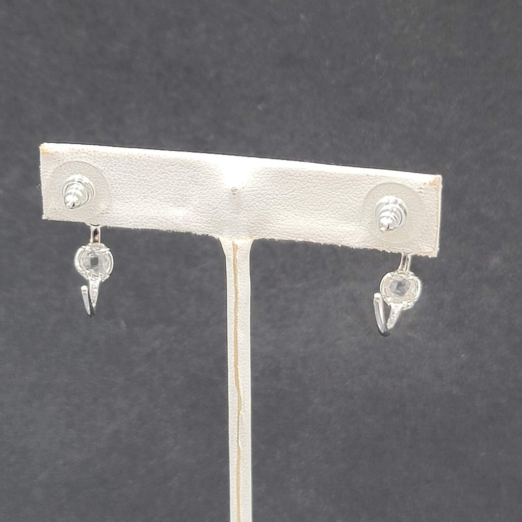 Pierced Earrings Silver Plated Crystal Hoops Dangle 1"
