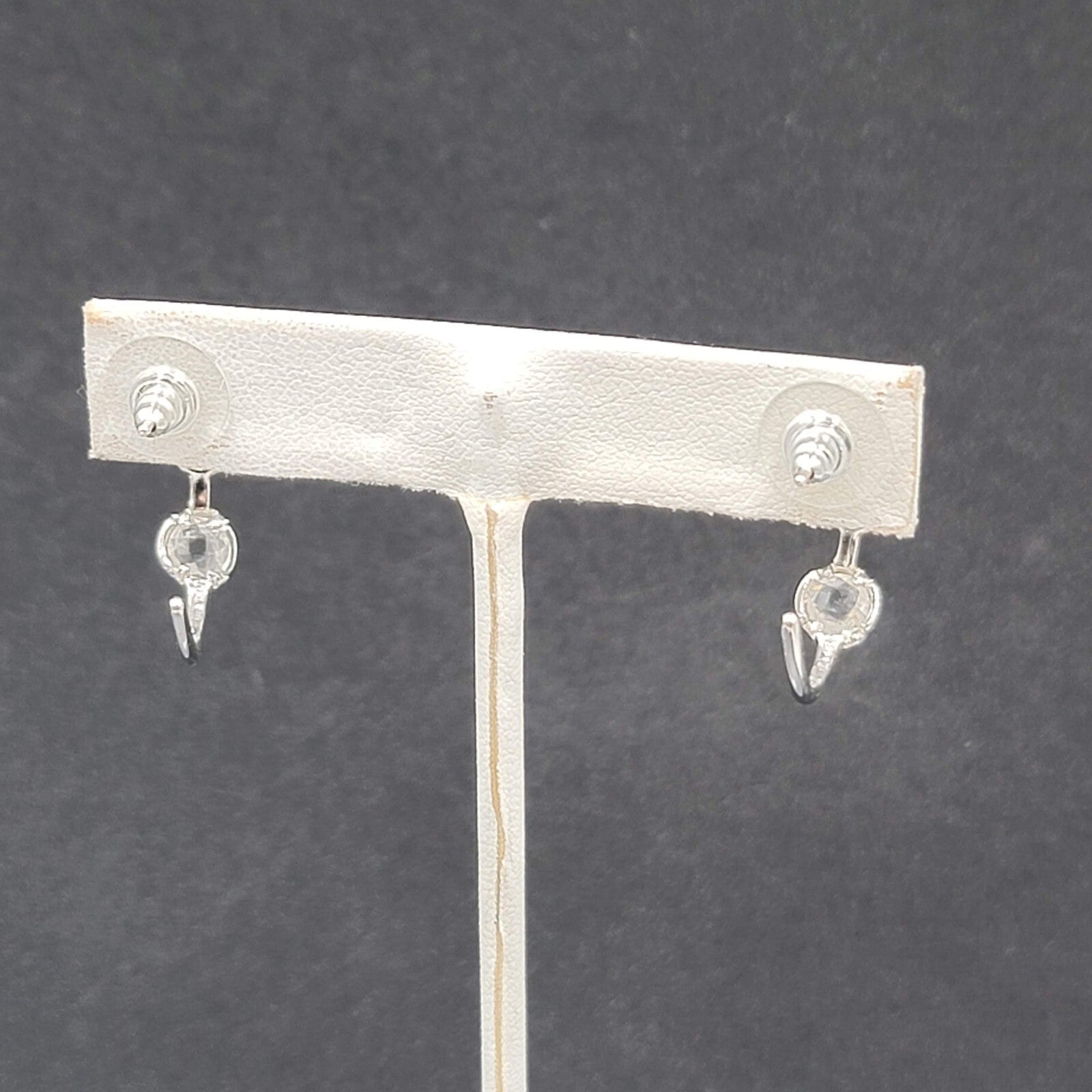 Pierced Earrings Silver Plated Crystal Hoops Dangle 1"