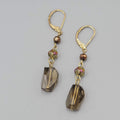 Glass AB Bead Pierced Earrings Gold tone Aurora Borealis Dangle 1.5"