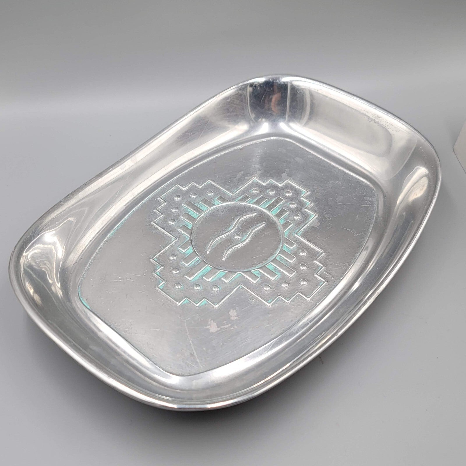 Wilton Armetale Zia Pewter Bread Tray Southwest Turquoise Dish USA 9”x 6”
