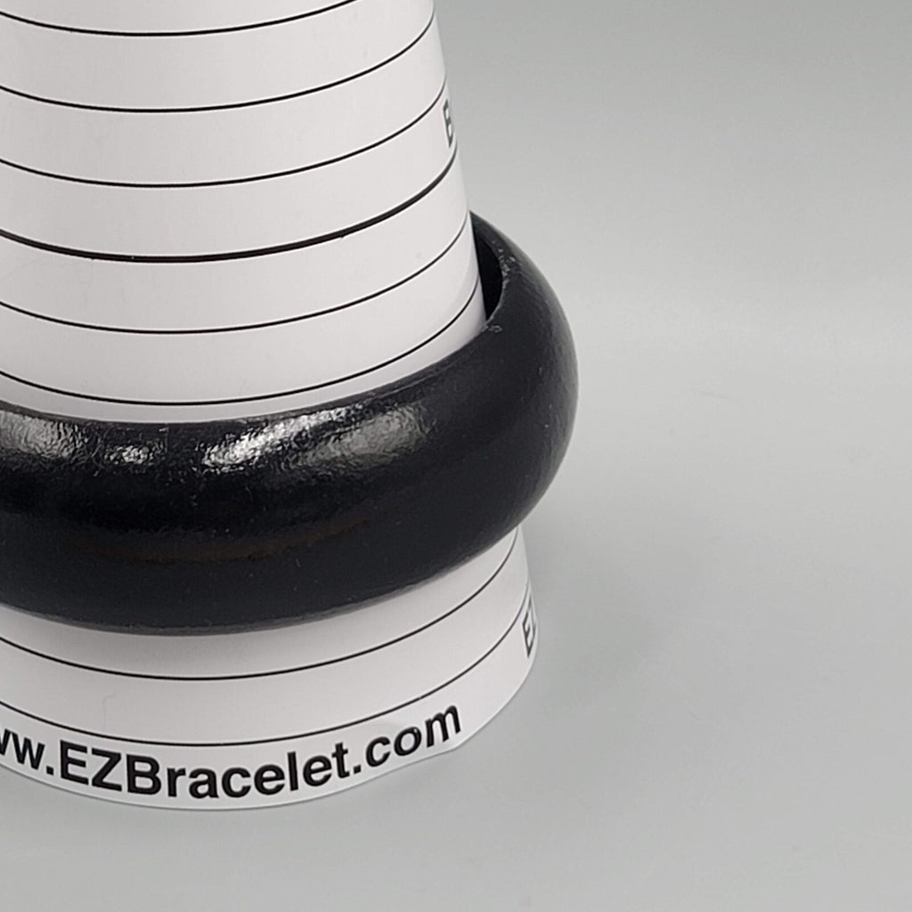Black Solid Wood Bracelet Retro Bold Wardrobe Staple 8 in x 7/8"