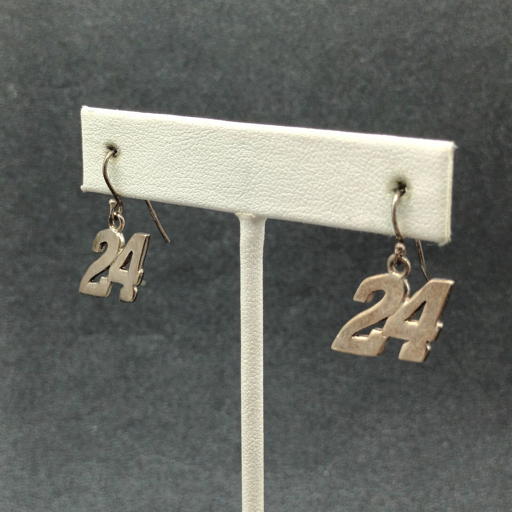 Vintage Pierced Earrings Sterling Silver 24 Jeff Gordon Nascar Dangle 1/2"