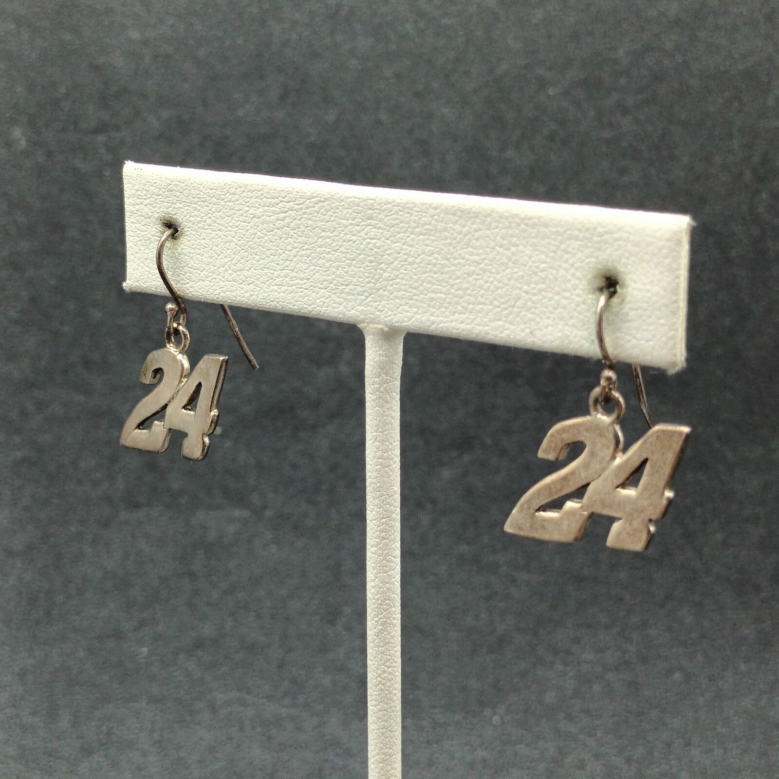 Vintage Pierced Earrings Sterling Silver 24 Jeff Gordon Nascar Dangle 1/2"