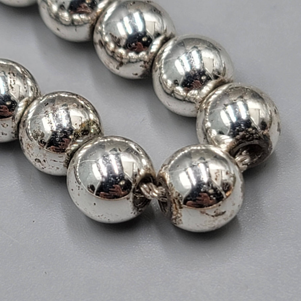 RLL Necklace Silver Plated Beads on Chain Toggle Closure 16" READ