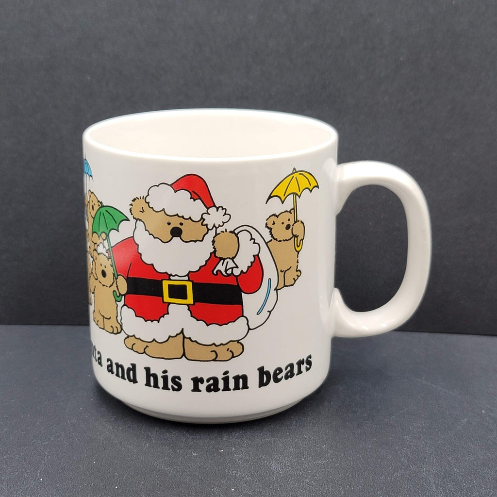 Vtg Holiday Greetings Santa and His Rain Bears Christmas Coffee Mug Russ Bears