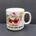 Vtg Holiday Greetings Santa and His Rain Bears Christmas Coffee Mug Russ Bears