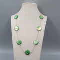 Green Dyed Mother of Pearl Station Bead Necklace 22"+