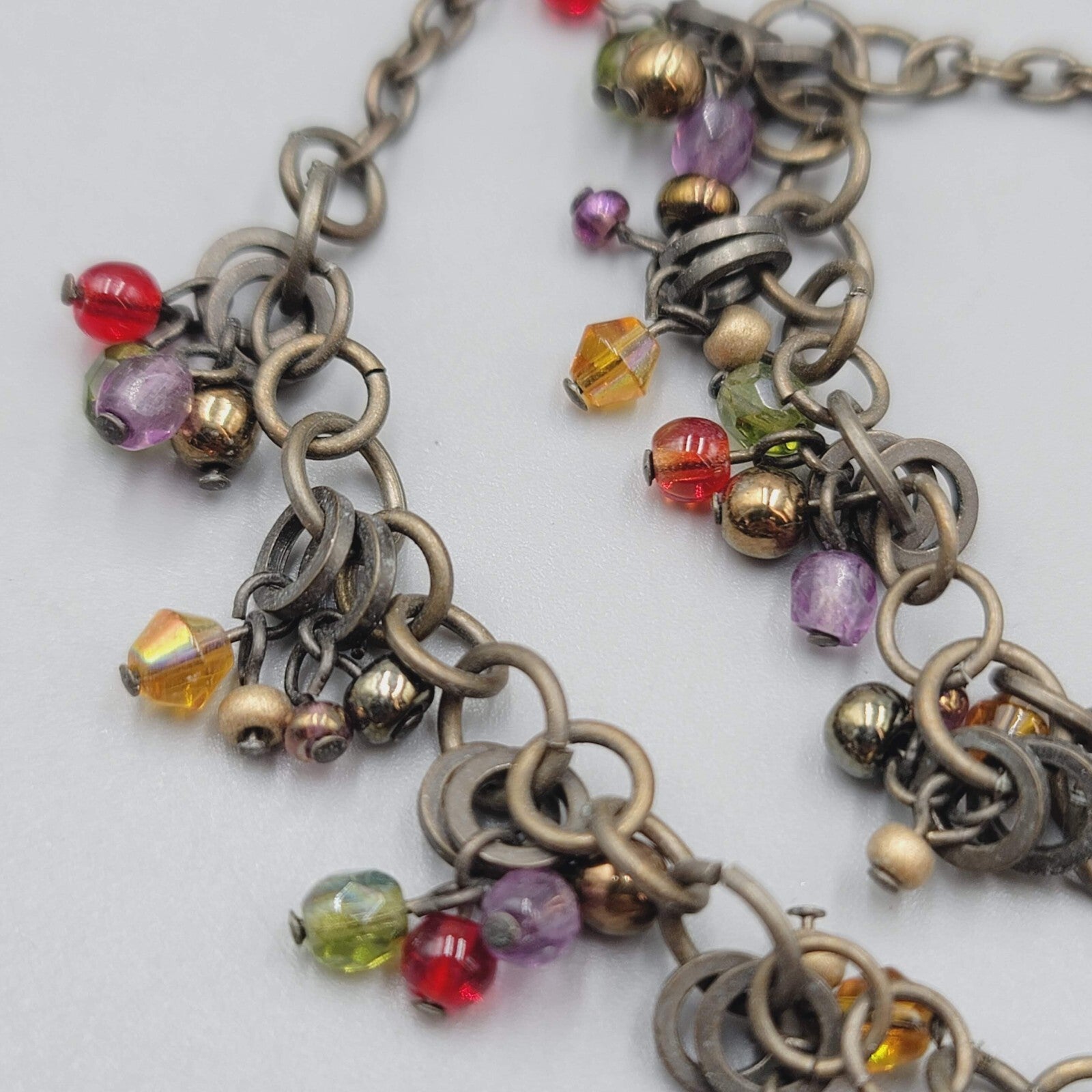 Chicos Glass Bead Necklace Bronze tone 14"-17"