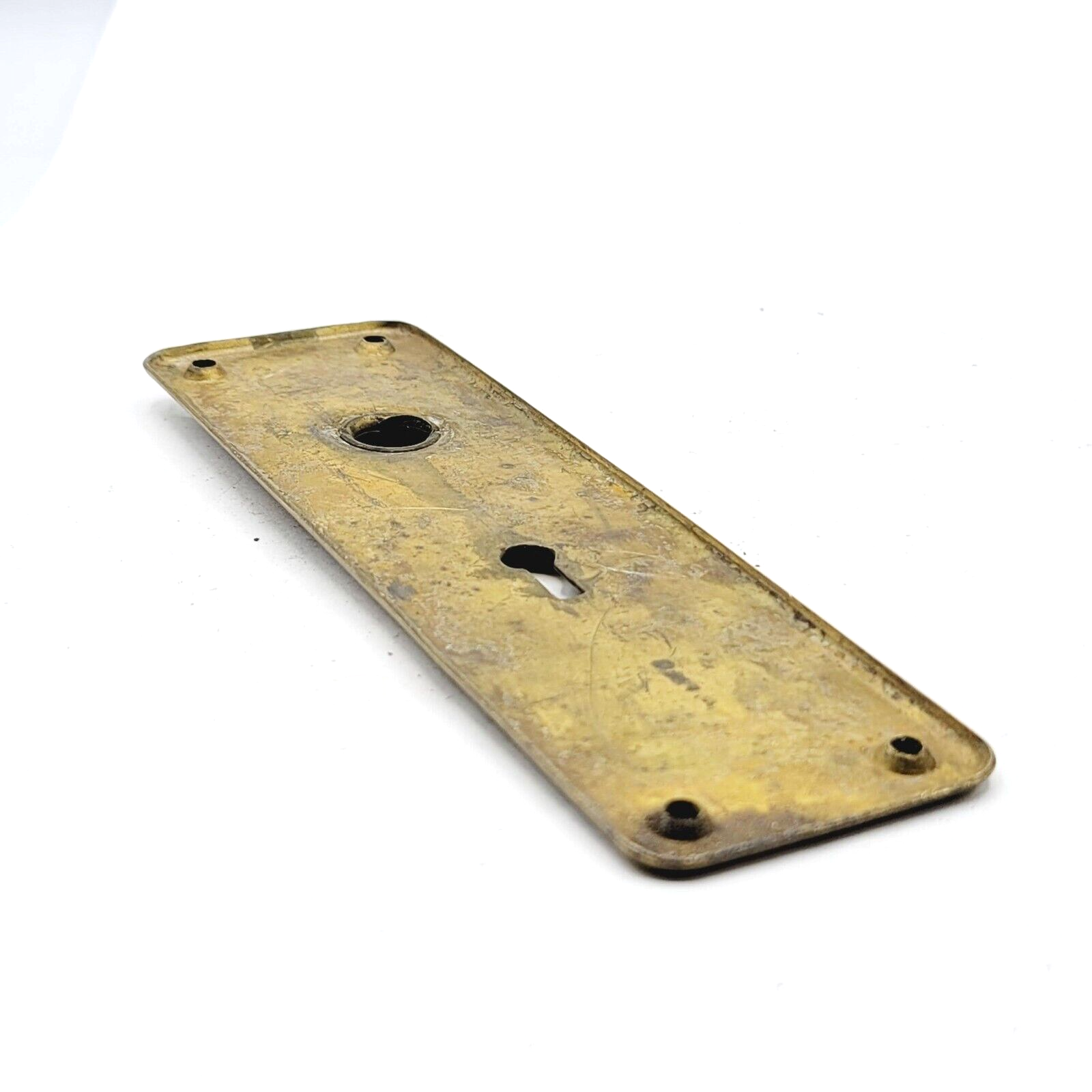Vintage Brass Doorknob Back Plate Skeleton Keyhole Salvage Hardware 6.5"x2"