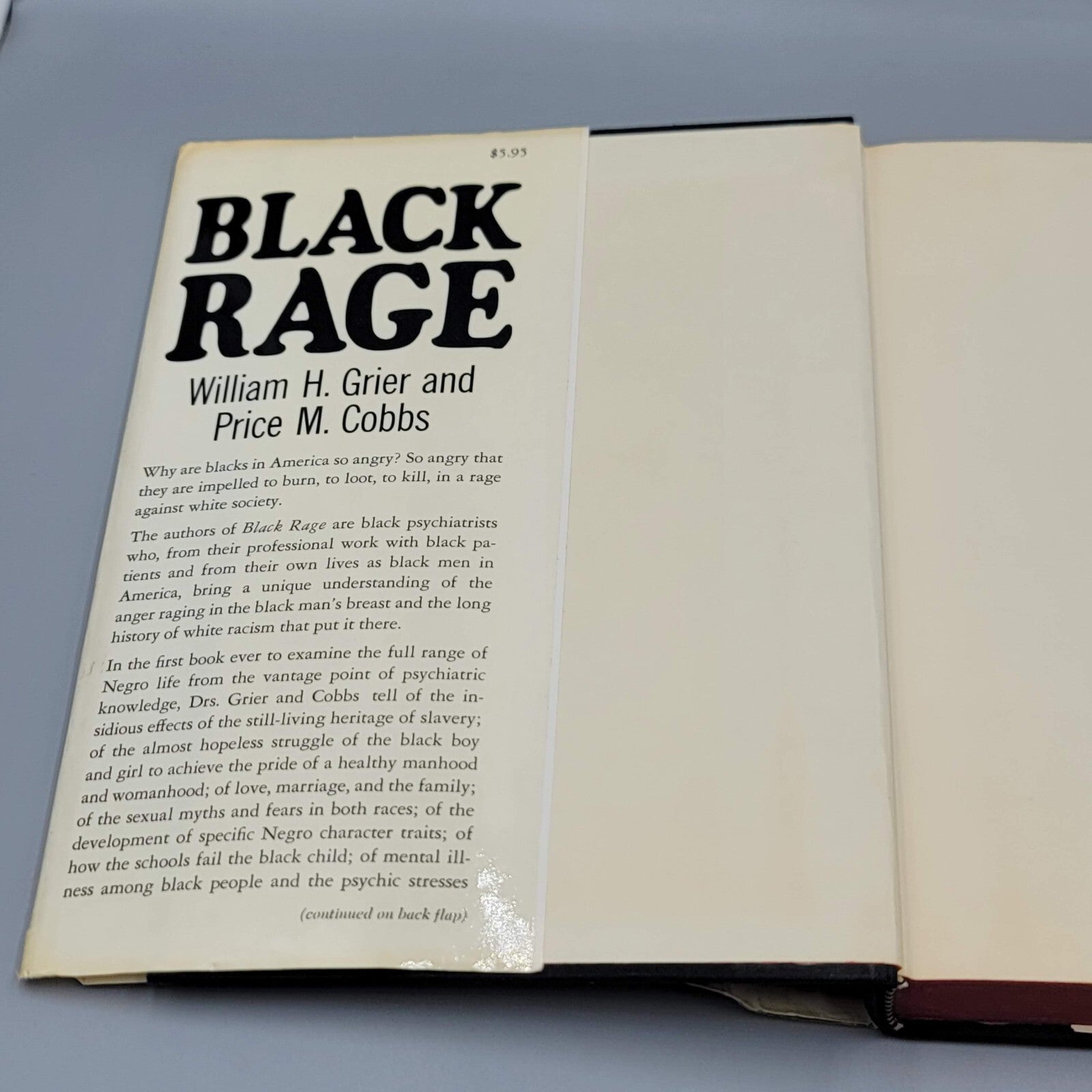 Vintage Hardcover Black Rage by William H. Grier and Price M. Cobbs