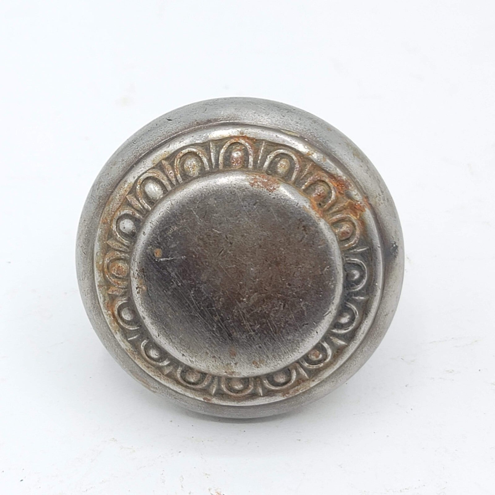 Single Vintage Steel Ornate Design Knob Reclaimed Salvage 2.25"
