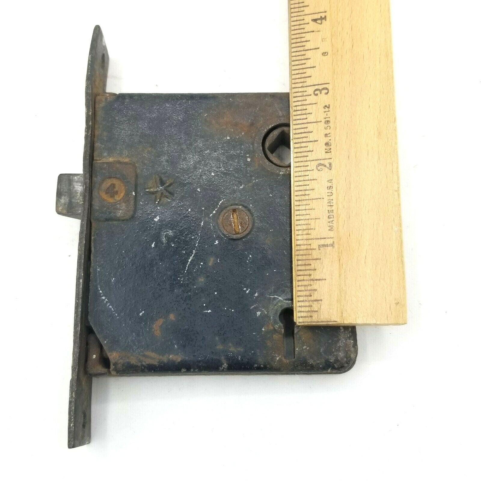 Vintage Cast Iron Door Mortise Lock Salvage Hardware Skeleton Key hole  B149