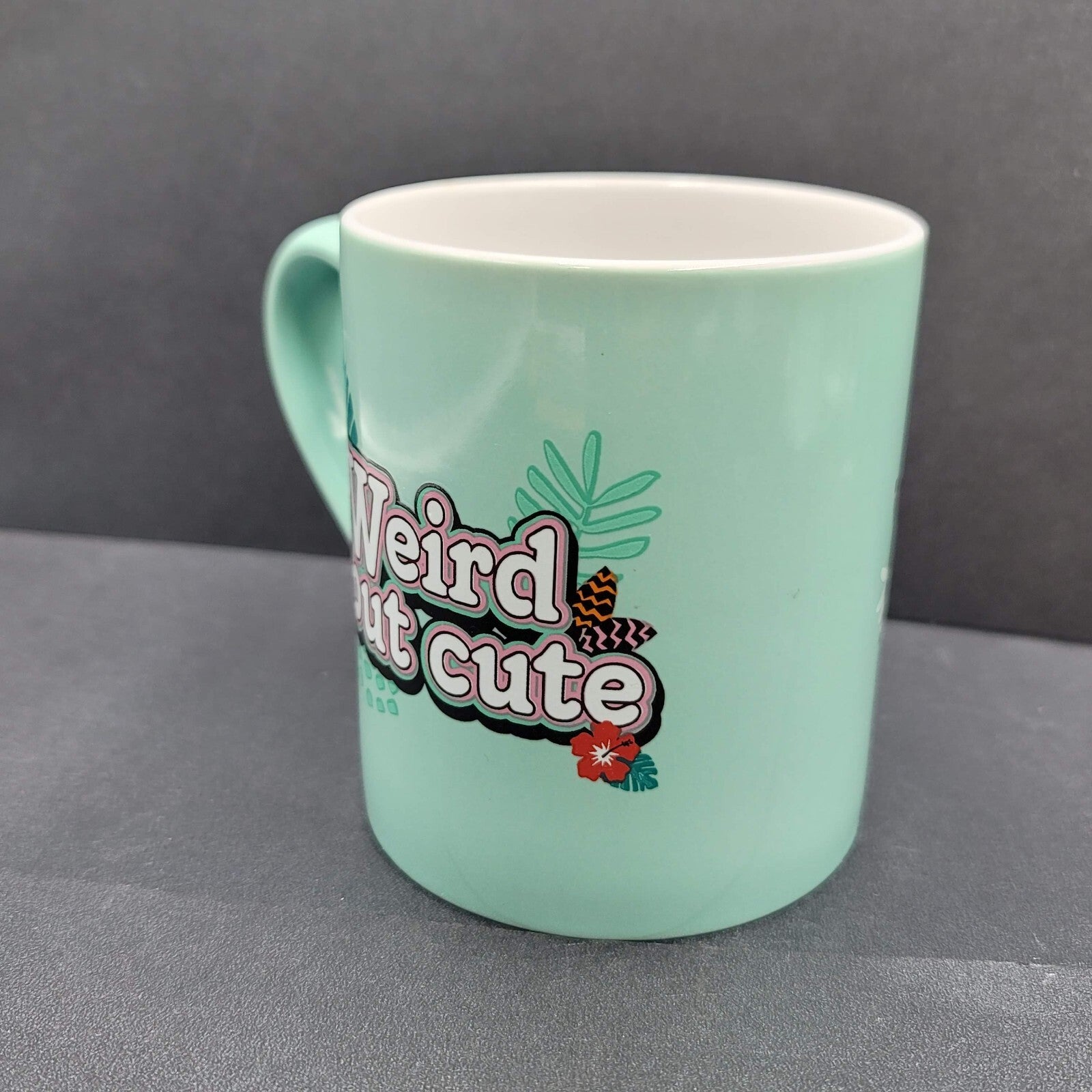 Disneys Stitch Ceramic Coffee Tea Mug "Weird but cute" Flowers