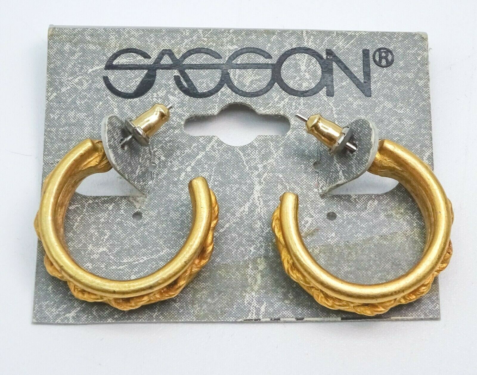 Vintage SASSON Goldtone Pierced Earrings 3/4" x 1/4" New Old Stock