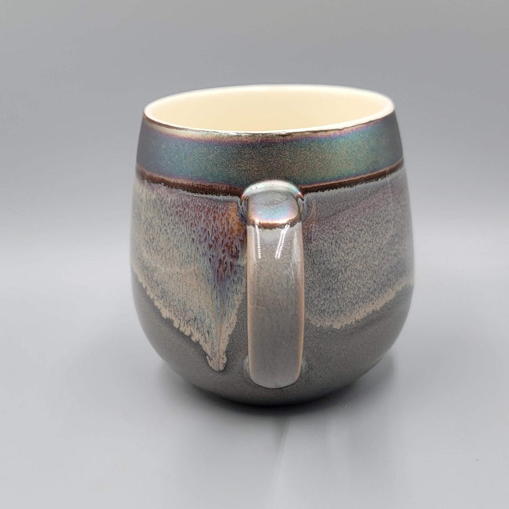 Art Pottery Coffee Mug Drip Glaze Gray Purple Tea Cup