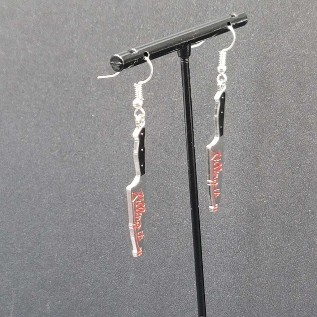Killing It Pierced Earrings Bloody Dagger Halloween Spooky Dangle 1.75"