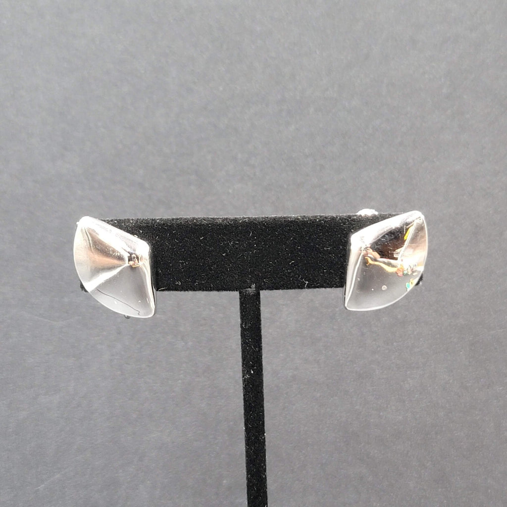 Vintage Napier Clip on Earrings Polished Silver Plated Studs 7/8"