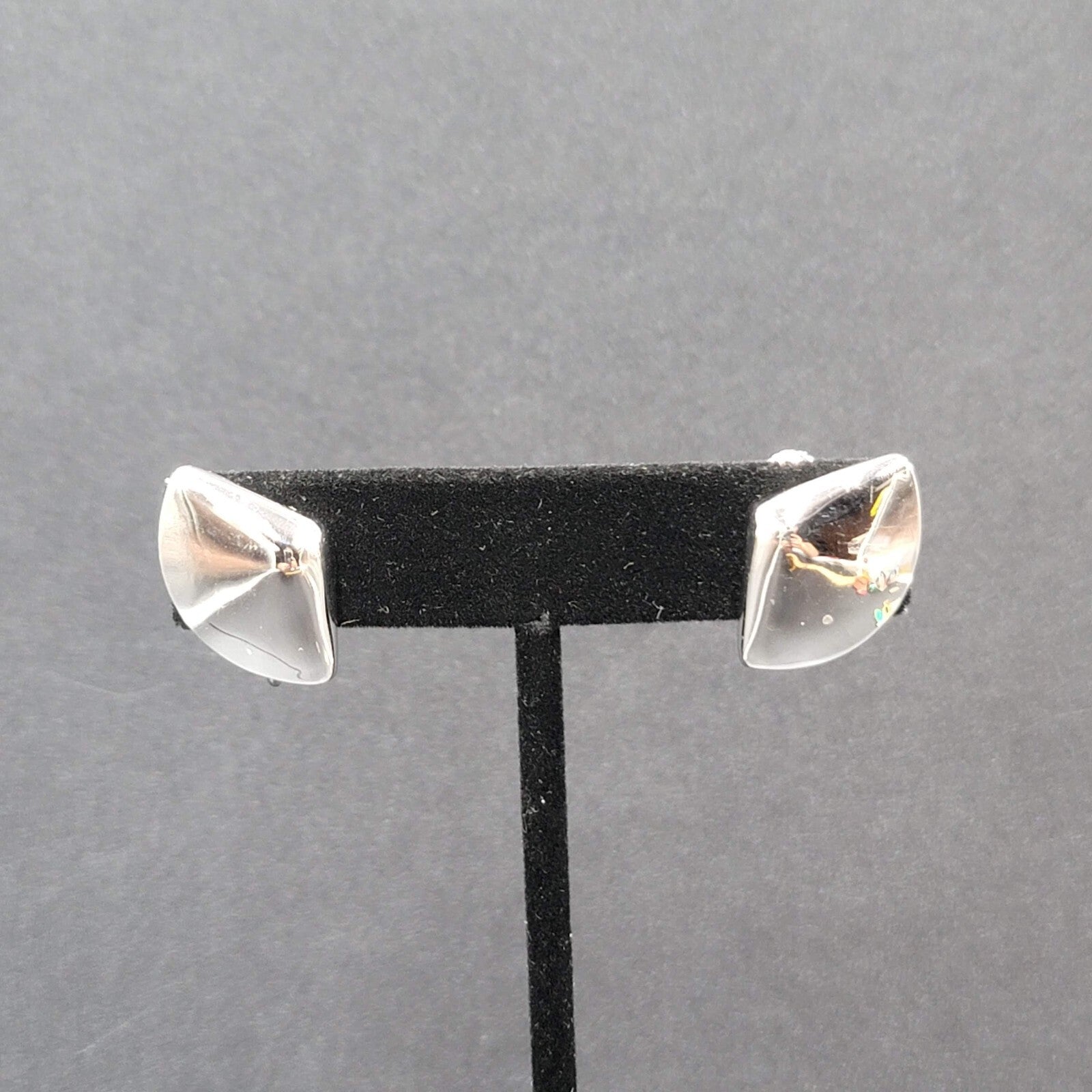 Vintage Napier Clip on Earrings Polished Silver Plated Studs 7/8"