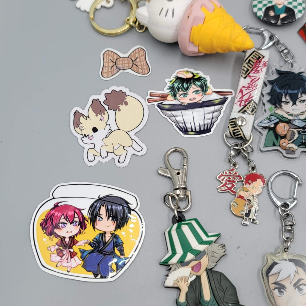 Anime Pin Button Sticker Keychain Charm Lot