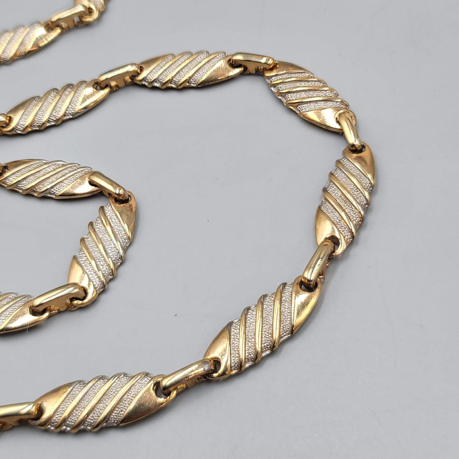 Vintage Bar Chain Necklace Gold Tone Statement 33" Estate Costume Jewelry