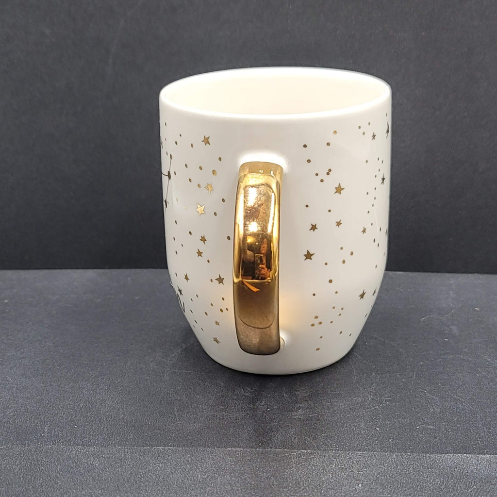 Capricorn Horoscope Stars Zodiac Porcelain Coffee Mug White Gold