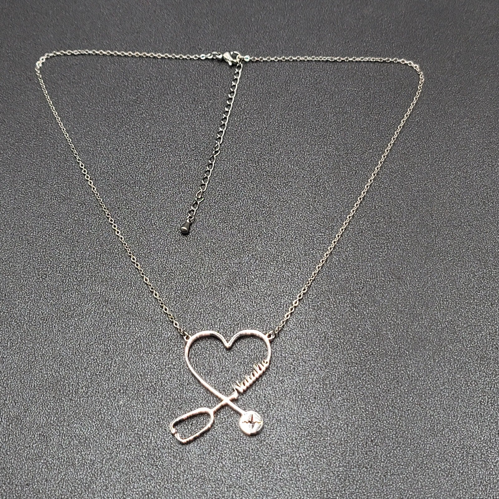 Natalie Nurse Heart Stethoscope Pendant Necklace Silver tone 16"-19"