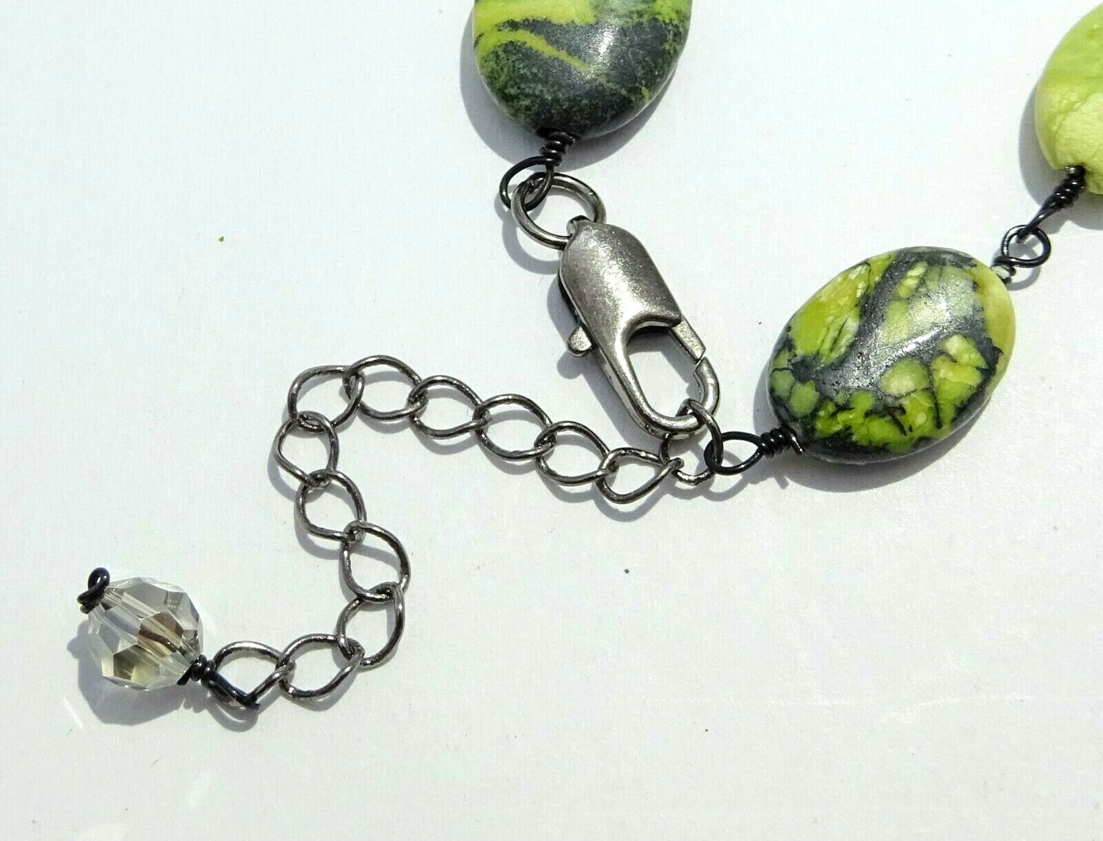 Jasper Aventurine Pearl Gemstone Bead Necklace 30" Adjustable