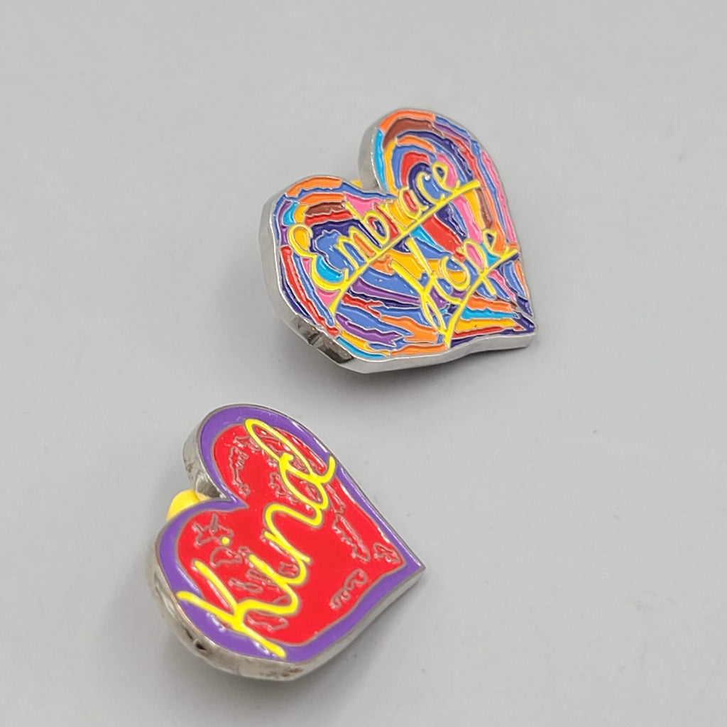 Embrace Hope Penzeys Spice Rainbow Heart Shape Abstract Logo Design Lapel Pin 