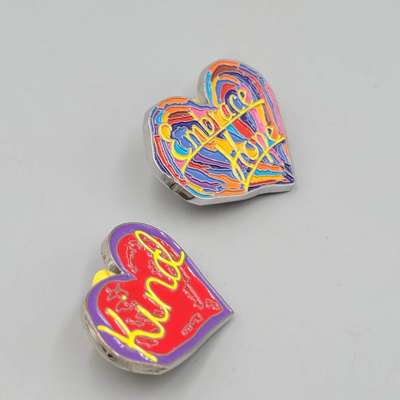 Embrace Hope Penzeys Spice Rainbow Heart Shape Abstract Logo Design Lapel Pin 