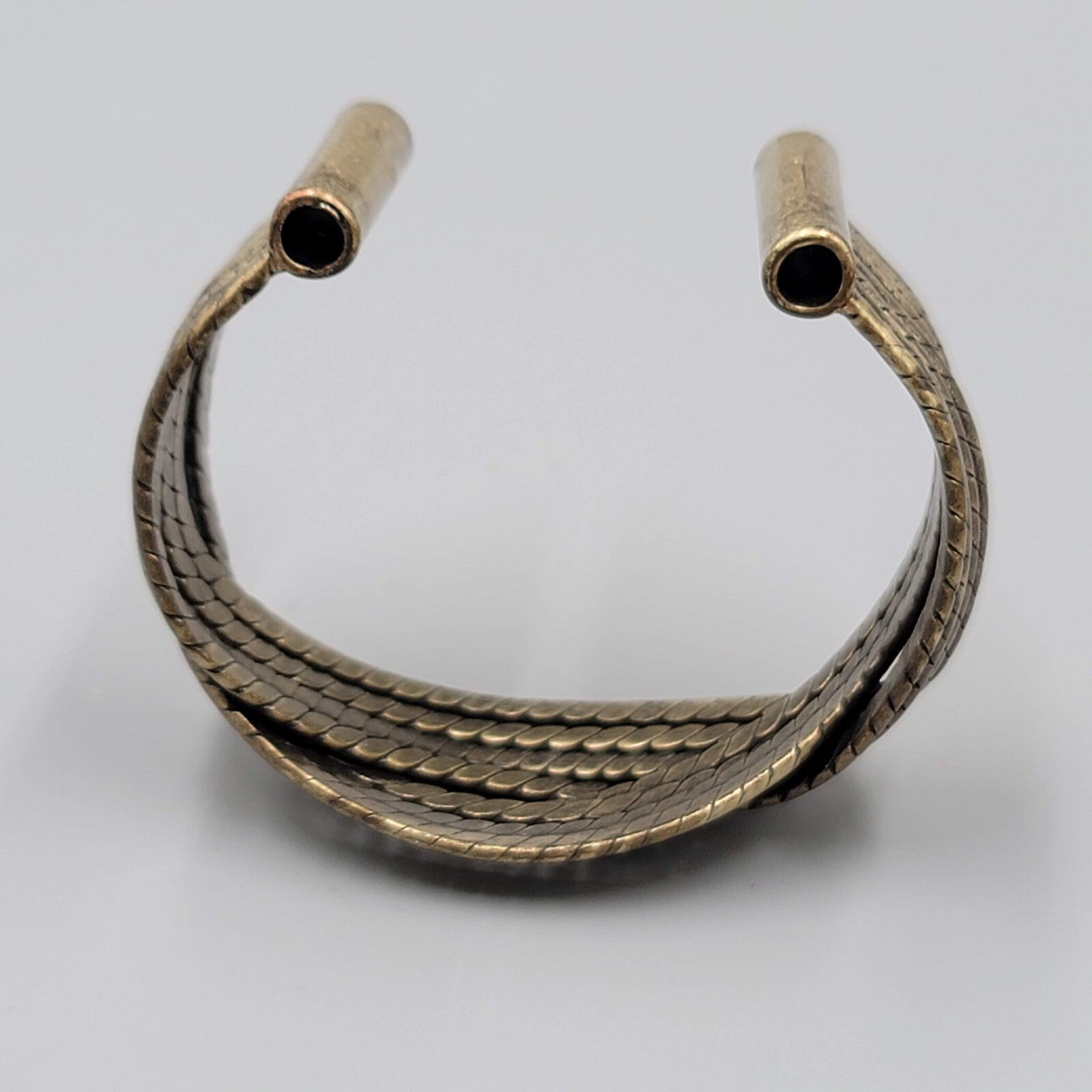 Brass Twist Cuff Bracelet Boho Statement Metal 6.5"