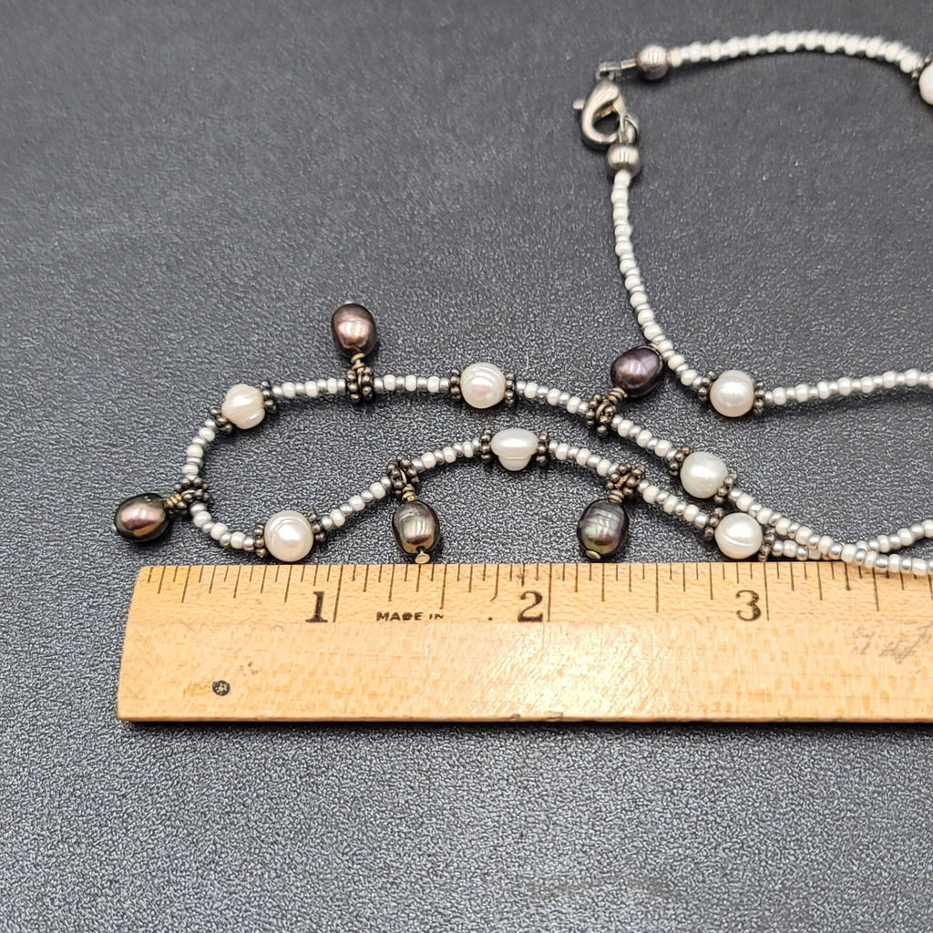 Natural Cultured Freshwater Pearl and Seed Bead Necklace 18"