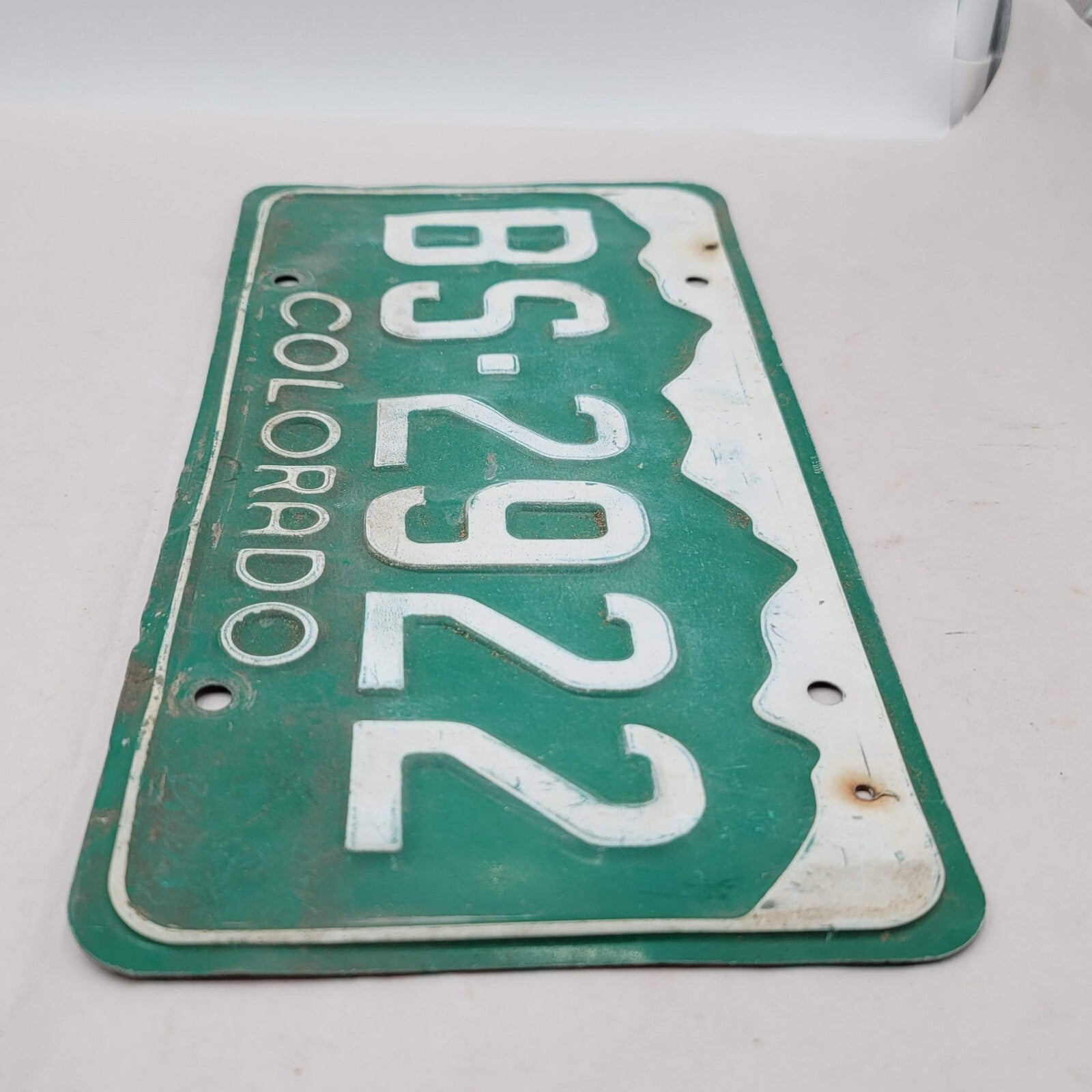 License Plate Vintage COLORADO BS 2922 12" x 6" Green White