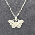 JCM Embrace Life Butterfly Pendant Necklace Silver tone Stainless Steel 18 in
