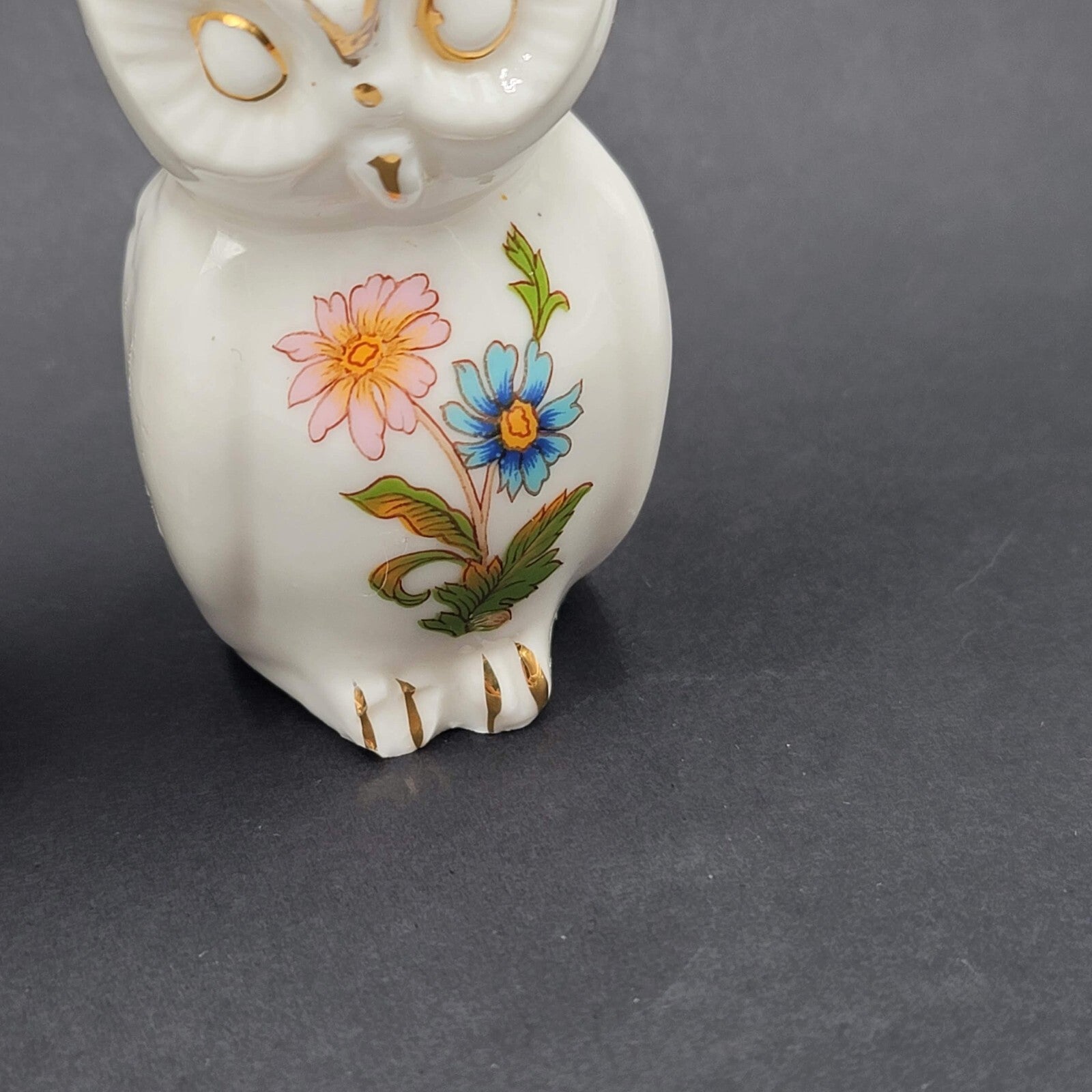 Vintage Bone China SALT and PEPPER Shakers Owls Flowers Butterfly 3.25 in