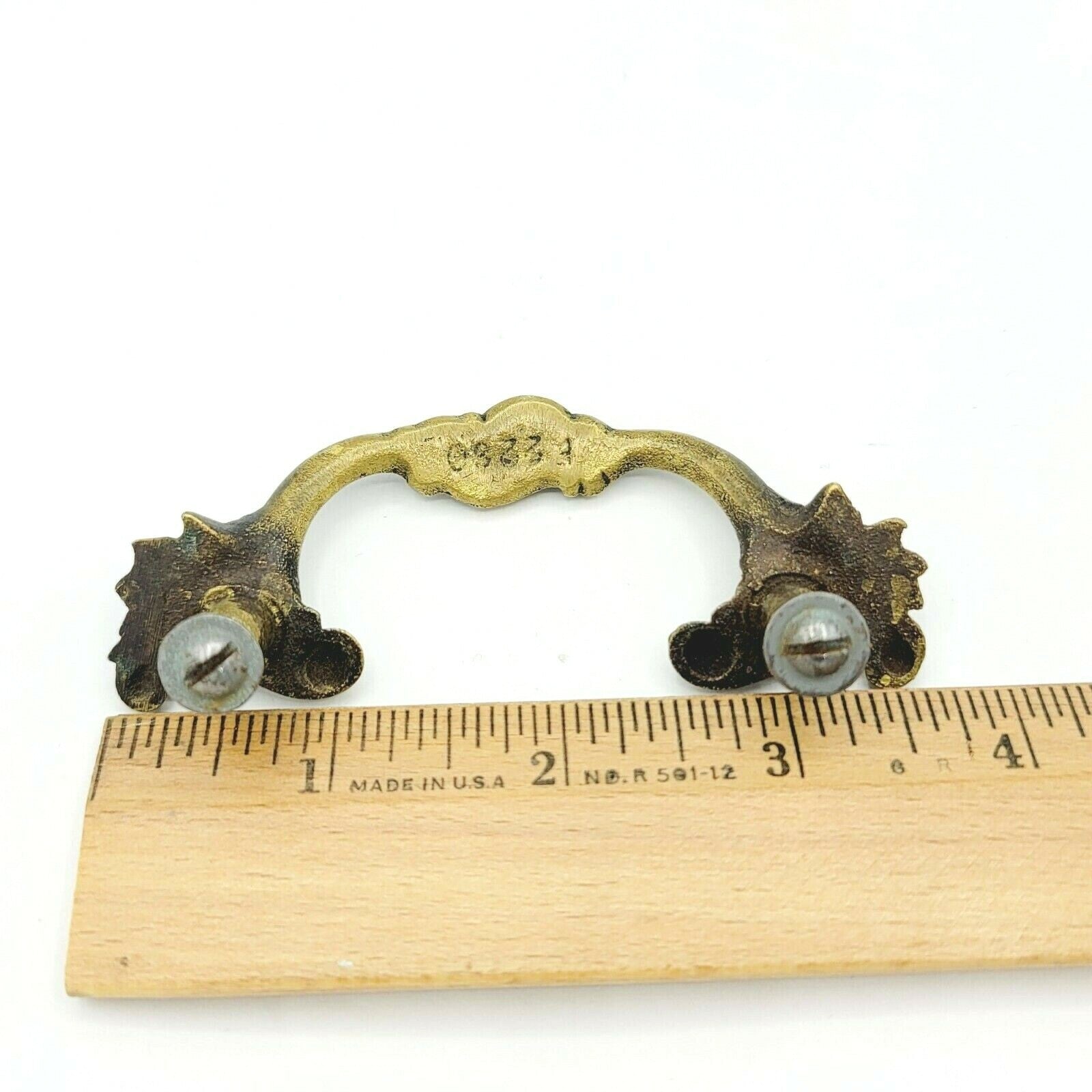 Vintage Brass Ornate Drawer Pull 3 5/8" x 1 1/2", holes 2 1/2"