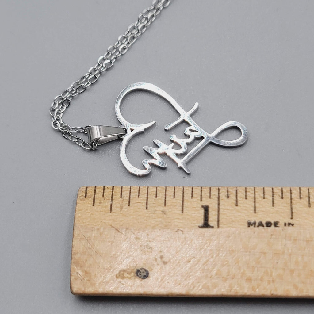 Faith Heart Pendant Necklace Silver tone New Chain 18"+